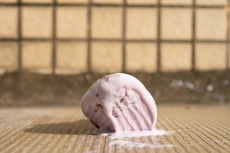 angle view an ice cream cone on the floor