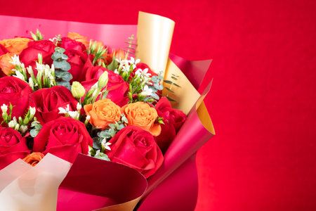 roses as present at horizontal compositionの写真素材