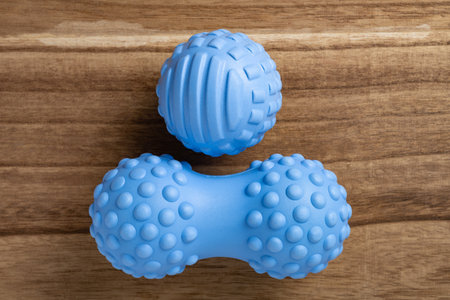 top view peanut-shaped massage ballsの写真素材