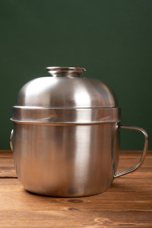 stainless steel food container at vertical compositionの写真素材