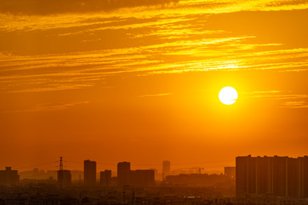 a suburb in sunset timeの写真素材