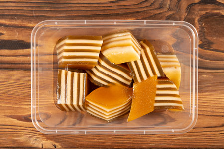 top view box of multi-layer cakes at horizontal compositionの写真素材