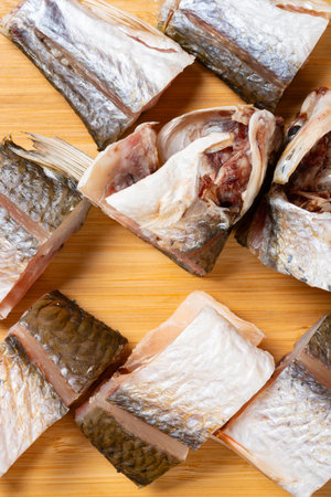 top view cut out air dried fish at vertical compositionの写真素材