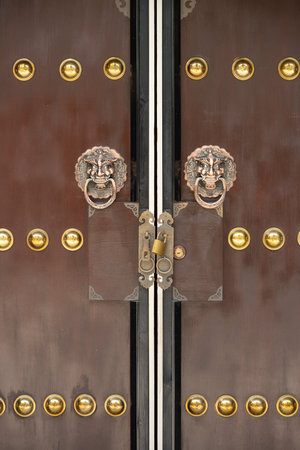 typical chinese palace gate vertical compositionの写真素材