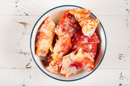 top view bowl of lobster at horizontal composition