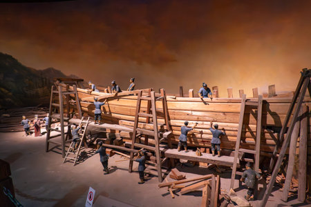XiaPu FuJian China-August 14 2025: Shipbuilding Simulation in the XiaPu Museum.