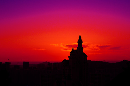 The castle hotel stand in the sunset in Dalian of China .のeditorial素材