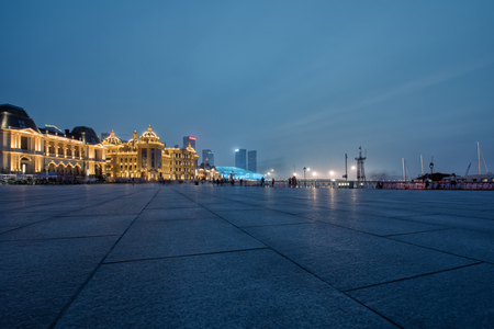 Night scenes of Dalian in China.のeditorial素材