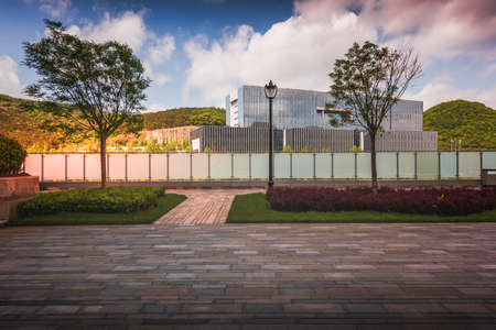 Dalian Software Park Hekou Park under the blue sky and white cloudsのeditorial素材