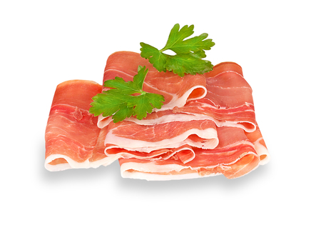 Hamon served with parsley isolated on a white backgroundの写真素材