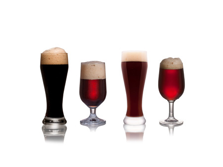 Set of dark beer isolated on a white backgroundの写真素材