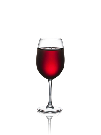 Glass of wine isolated on a white backgroundの写真素材