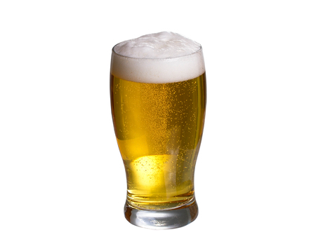 Glass of beer isolated on a white backgroundの写真素材