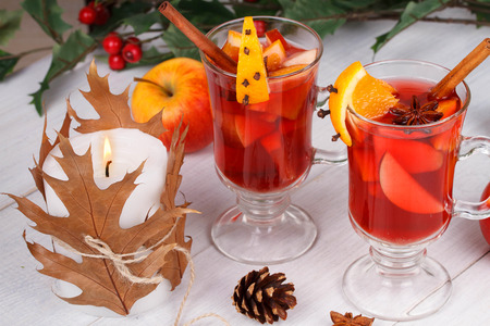 Mulled wine or fruit teaの写真素材