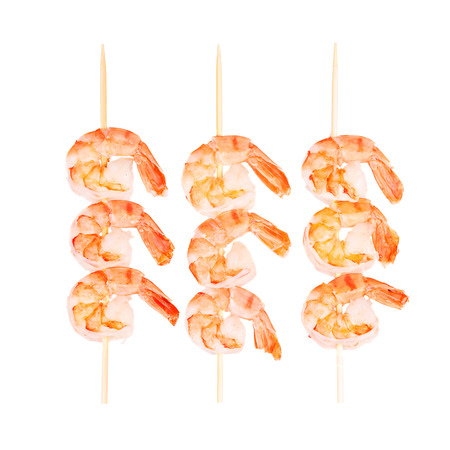 Ready to eat shrimps isolated on white backgroundの写真素材