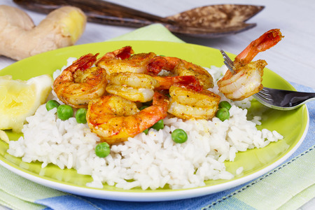 Shrimps with Rice and Peasの写真素材