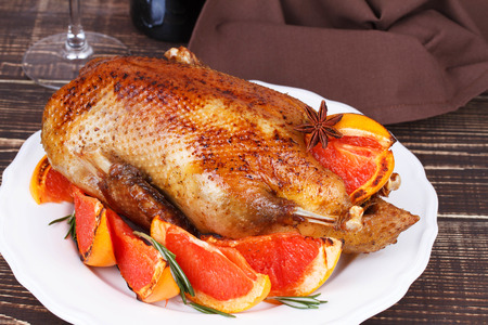 Duck with grapefruitsの写真素材