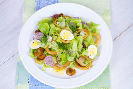 Caesar Salad with Marinated Mushroomsの写真素材