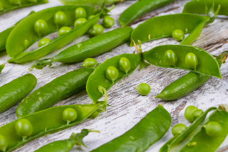 Young fresh juicy green peasの写真素材