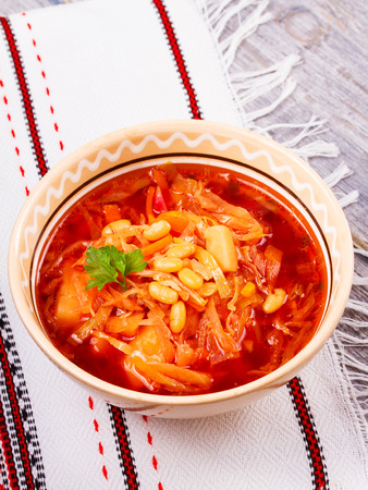 Borsht, bortsch, borshch, borscht. Soup, associated with cuisine of Eastern and Central Europe, especially Ukraine, Russia and Polandの写真素材