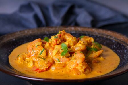 Creamy rich spicy shrimp curry. Seafood dish の写真素材