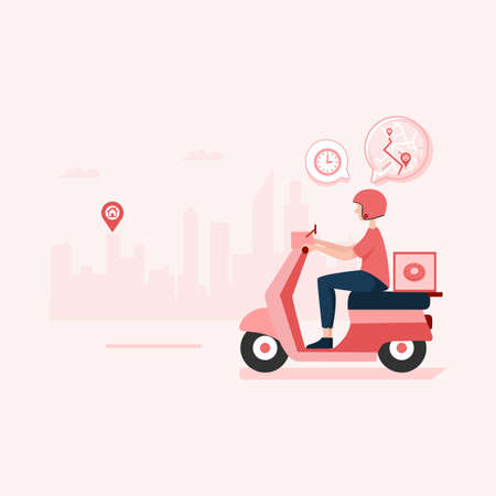 Order food online banner, mobile app templates, concept vector illustration flat designのイラスト素材