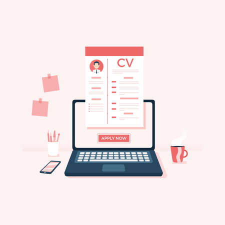 Magnifying glass searching business people, Job Search Human Resources Recruitment Career Conceptのイラスト素材