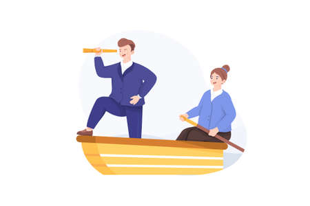 Business & Startup Vector Illustration concept. Can use for web banner, infographics, hero images. Flat illustration isolated on white background.のイラスト素材