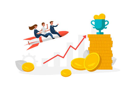 Business & Startup Vector Illustration concept. Can use for web banner, infographics, hero images. Flat illustration isolated on white background.のイラスト素材