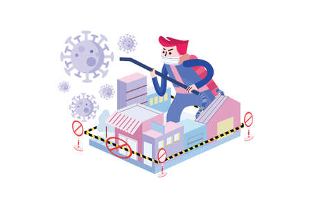 Coronavirus Vector Illustration concept. Can use for web banner, infographics, hero images. Flat illustration isolated on white background.のイラスト素材