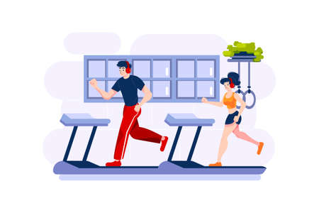 Fitness & Workout Vector Illustration concept. Can use for web banner, infographics, hero images. Flat illustration isolated on white background.のイラスト素材