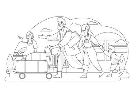 Travel outline Vector Illustration concept. Can use for web banner, infographics, hero images. Flat illustration isolated on white background.のイラスト素材