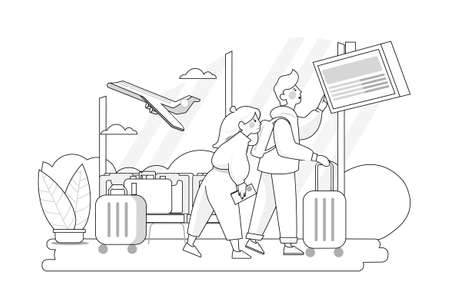 Travel outline Vector Illustration concept. Can use for web banner, infographics, hero images. Flat illustration isolated on white background.のイラスト素材