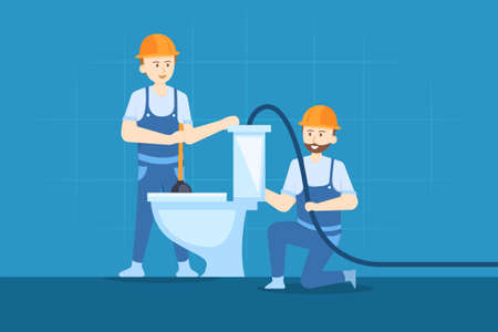 Plumbing Service Vector Illustration concept. Can use for web banner, infographics, hero images. Flat illustration isolated on white background.のイラスト素材