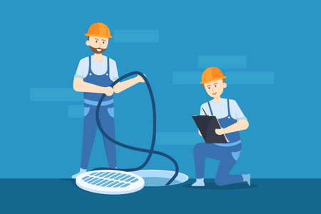 Plumbing Service Vector Illustration concept. Can use for web banner, infographics, hero images. Flat illustration isolated on white background.のイラスト素材