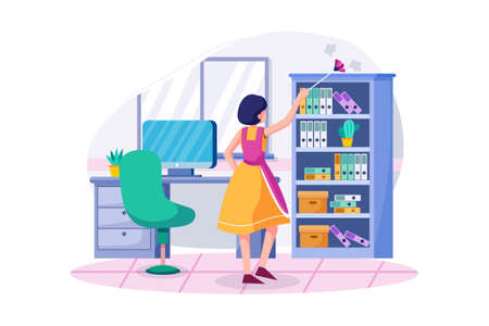 Cleaning service Vector Illustration concept. Can use for web banner, infographics, hero images. Flat illustration isolated on white background.のイラスト素材