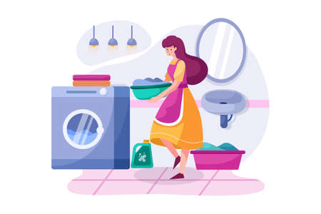 Cleaning service Vector Illustration concept. Can use for web banner, infographics, hero images. Flat illustration isolated on white background.のイラスト素材