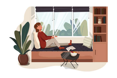 Work From Home Vector Illustration concept. Can use for web banner, infographics, hero images. Flat illustration isolated on white background.のイラスト素材