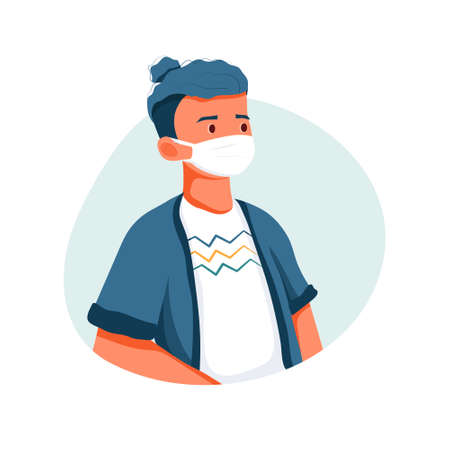 People wore medical masks to prevent corona virus Illustration concept. Can use for web banner, infographics, hero images. Flat illustration isolated on white background.のイラスト素材