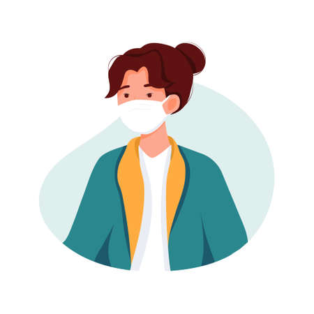 People wore medical masks to prevent corona virus Illustration concept. Can use for web banner, infographics, hero images. Flat illustration isolated on white background.のイラスト素材