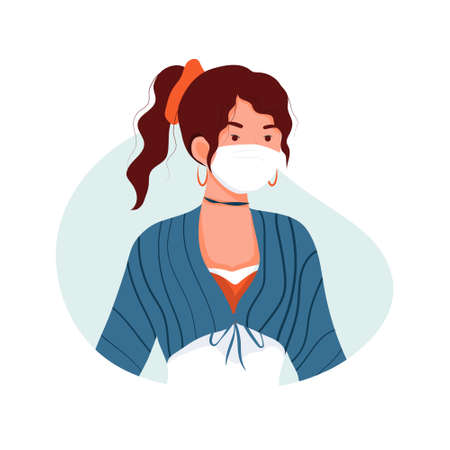 People wore medical masks to prevent corona virus Illustration concept. Can use for web banner, infographics, hero images. Flat illustration isolated on white background.のイラスト素材