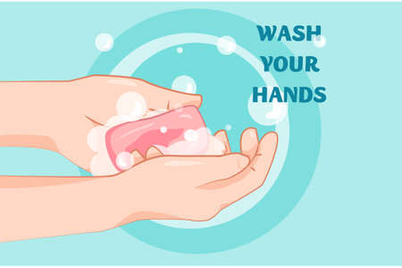 Wash your hands to prevent corona virus Vector Illustration concept. Can use for web banner, infographics, hero images. Flat illustration isolated on white background.のイラスト素材