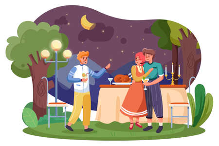 Party Outdoor Vector Illustration concept. Can use for web banner, infographics, hero images. Flat illustration isolated on white background.のイラスト素材