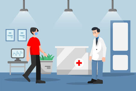 Social Distancing Vector Illustration concept. Can use for web banner, infographics, hero images. Flat illustration isolated on white background.のイラスト素材