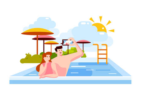 Party Outdoor Vector Illustration concept. Can use for web banner, infographics, hero images. Flat illustration isolated on white background.のイラスト素材