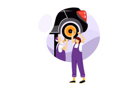 Car Service Vector Illustration concept. Can use for web banner, infographics, hero images. Flat illustration isolated on white background.のイラスト素材