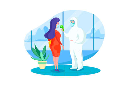 People wearing medical mask Vector Illustration concept. Can use for web banner, infographics, hero images. Flat illustration isolated on white background.のイラスト素材