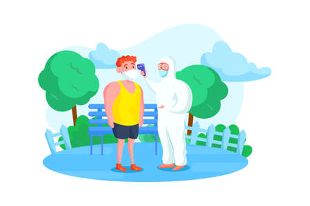 People wearing medical mask Vector Illustration concept. Can use for web banner, infographics, hero images. Flat illustration isolated on white background.のイラスト素材