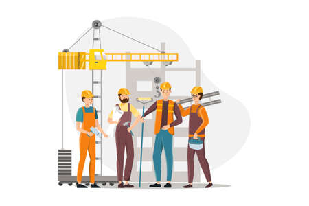 Construction Vector Illustration concept. Can use for web banner, infographics, hero images. Flat illustration isolated on white background.のイラスト素材