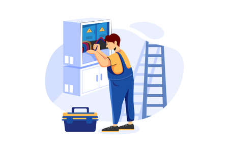 Handyman Services Vector Illustration concept. Can use for web banner, infographics, hero images. Flat illustration isolated on white background.のイラスト素材